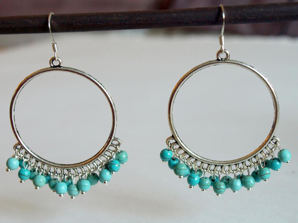 Large Hoop Earrings With Turquoise Hoop Earrings-turquoise Chandelier ...